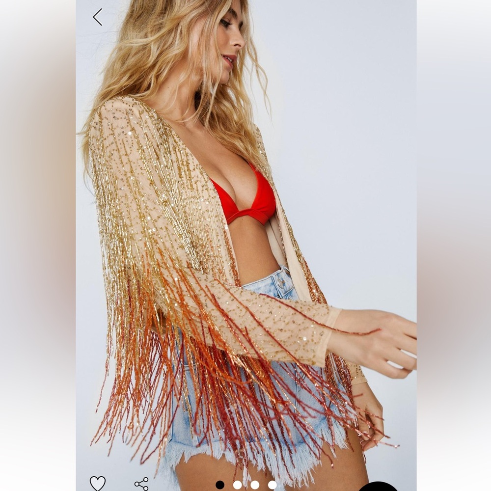 Ombre Tassel Beaded Fringe Jacket